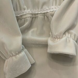 Velvet , cream colored, home sewed dress . Size for one year old girl .